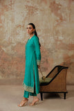Viridian Green Embroidered Raw Silk - WS06