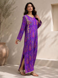 Arabic Lawn Purple Paisley Printed Kaftan