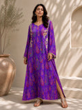 Arabic Lawn Purple Paisley Printed Kaftan