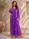 Arabic Lawn Purple Paisley Printed Kaftan