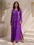 Arabic Lawn Purple Paisley Printed Kaftan