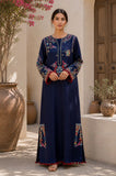 Tussel Silk Navy Blue Embroidered Long Kaftan
