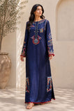 Tussel Silk Navy Blue Embroidered Long Kaftan