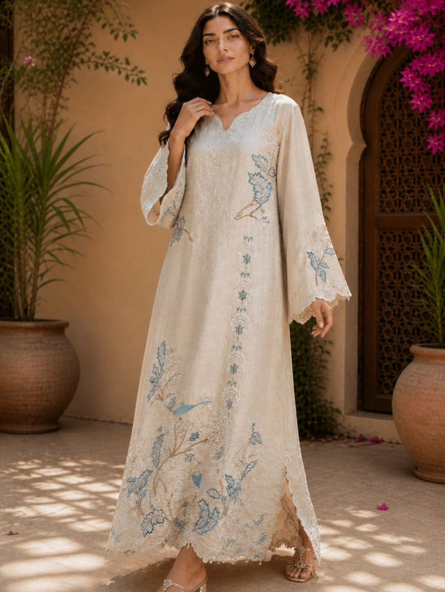 Tussel Silk Embroidered Kaftan Style Gown