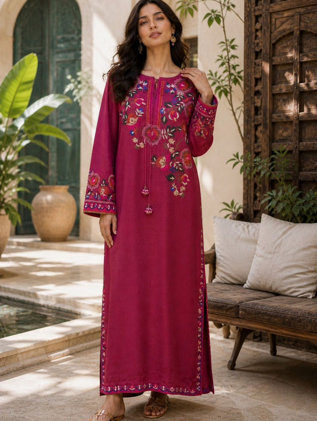 Tussel Silk Magenta  Kaftan